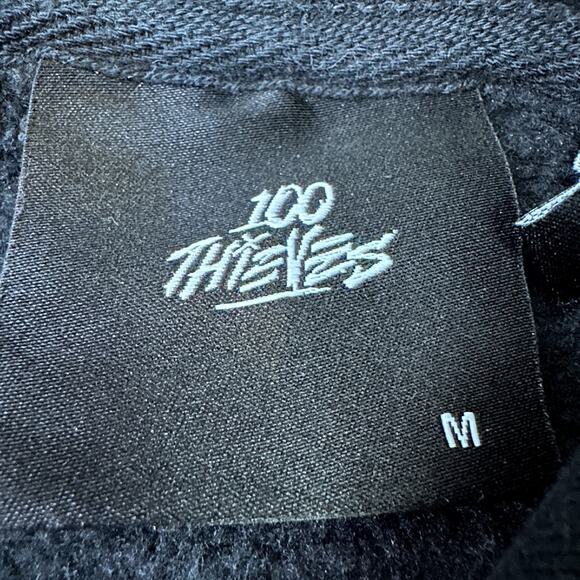 100 Thieves Hoodie Mens Medium Black Cotton Streetwear Drawstring Pullover Heavy - Picture 5 of 9